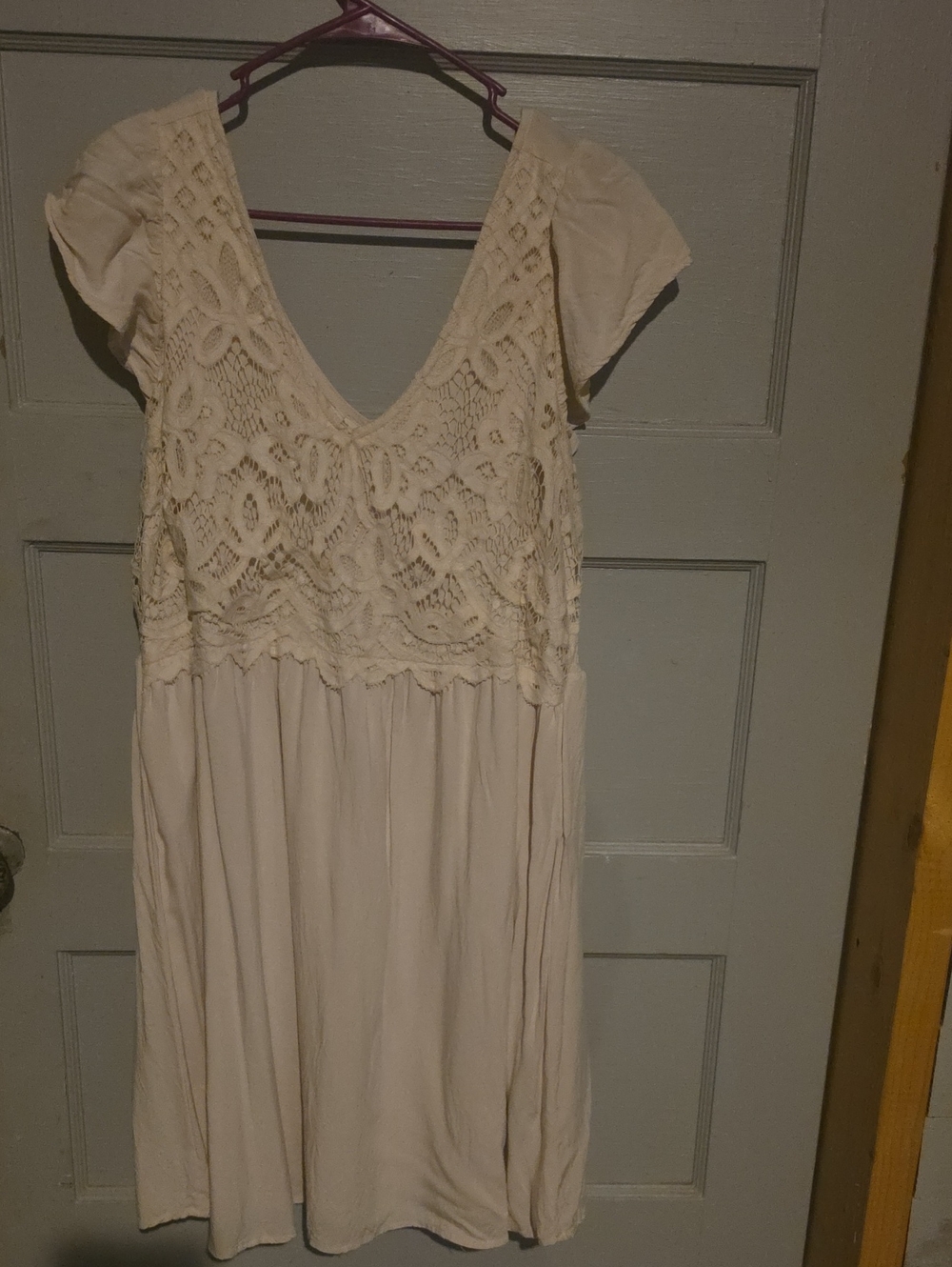 Women’s Cream Crochet Bodice Dress-NWOT